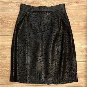 Vintage 80s Banana Republic animal print black leather skirt